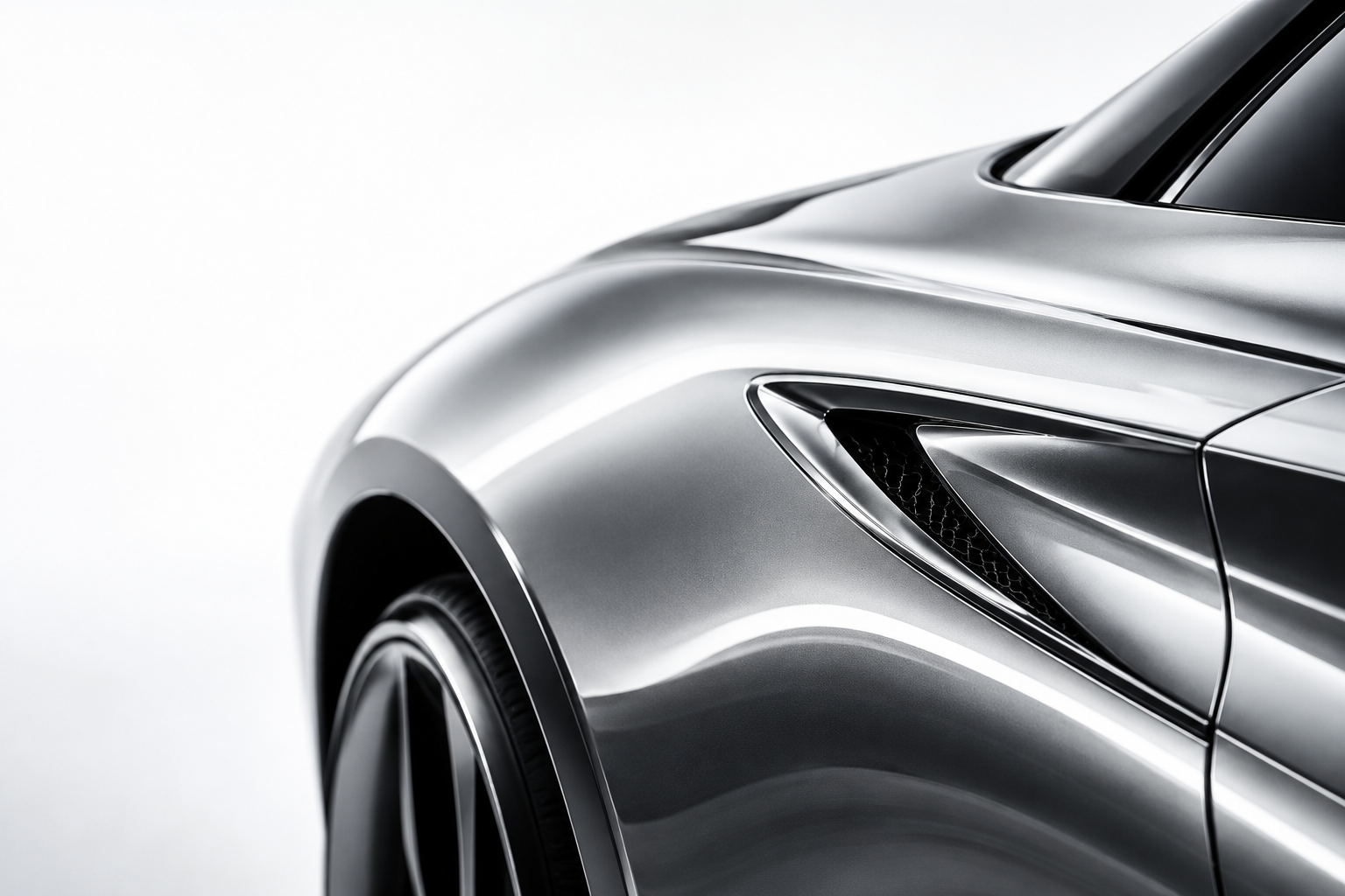 Sculpted silver passenger-car bodywork